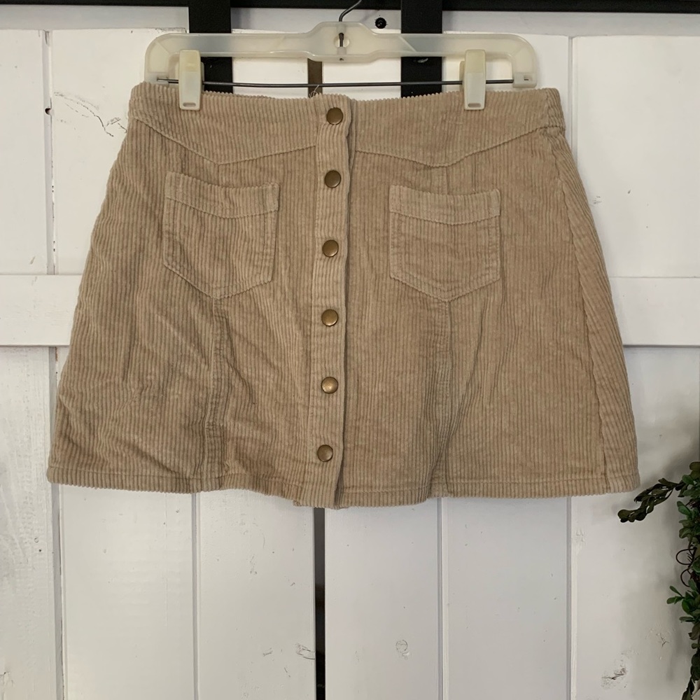 Pink Lily button up corduroy skirt